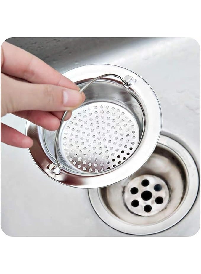 Large Stainless Steel Sink Strainer With Handle Kitchen Drain Basket Filter Stopper Food Waste Blockage Net Drainer For Kitchen Bathroom Sink Hole 8.5cm To 10cm - Image 4